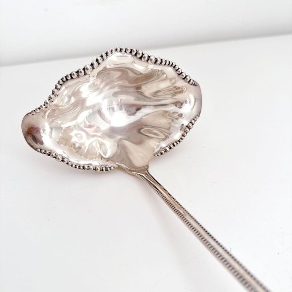 WM A ROGERS BEADED DOUBLE SIDED PUNCH SOUP LADLE 15" LONG - Picture 5 of 10